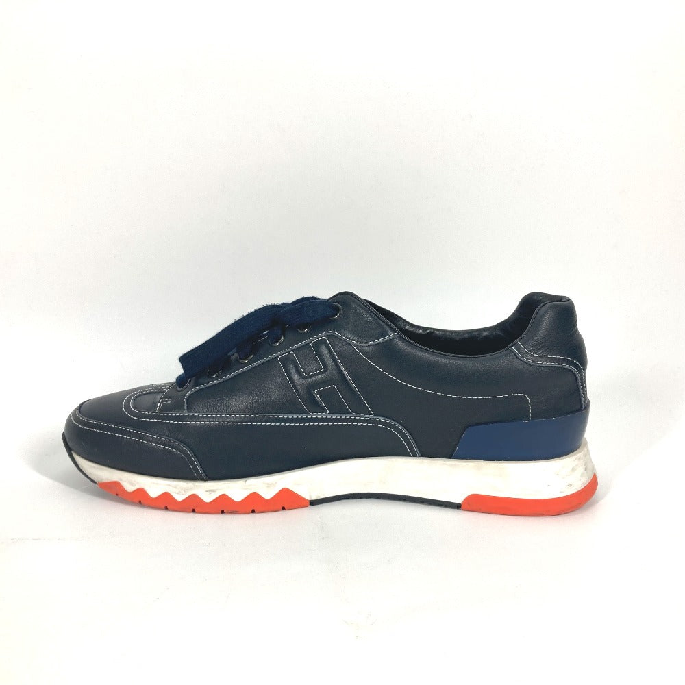 HERMES sneakers leather Navy H logo 43