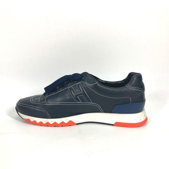 HERMES sneakers leather Navy H logo 43