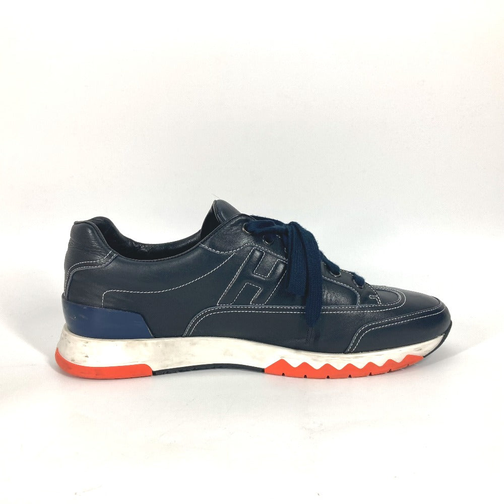HERMES sneakers leather Navy H logo 43