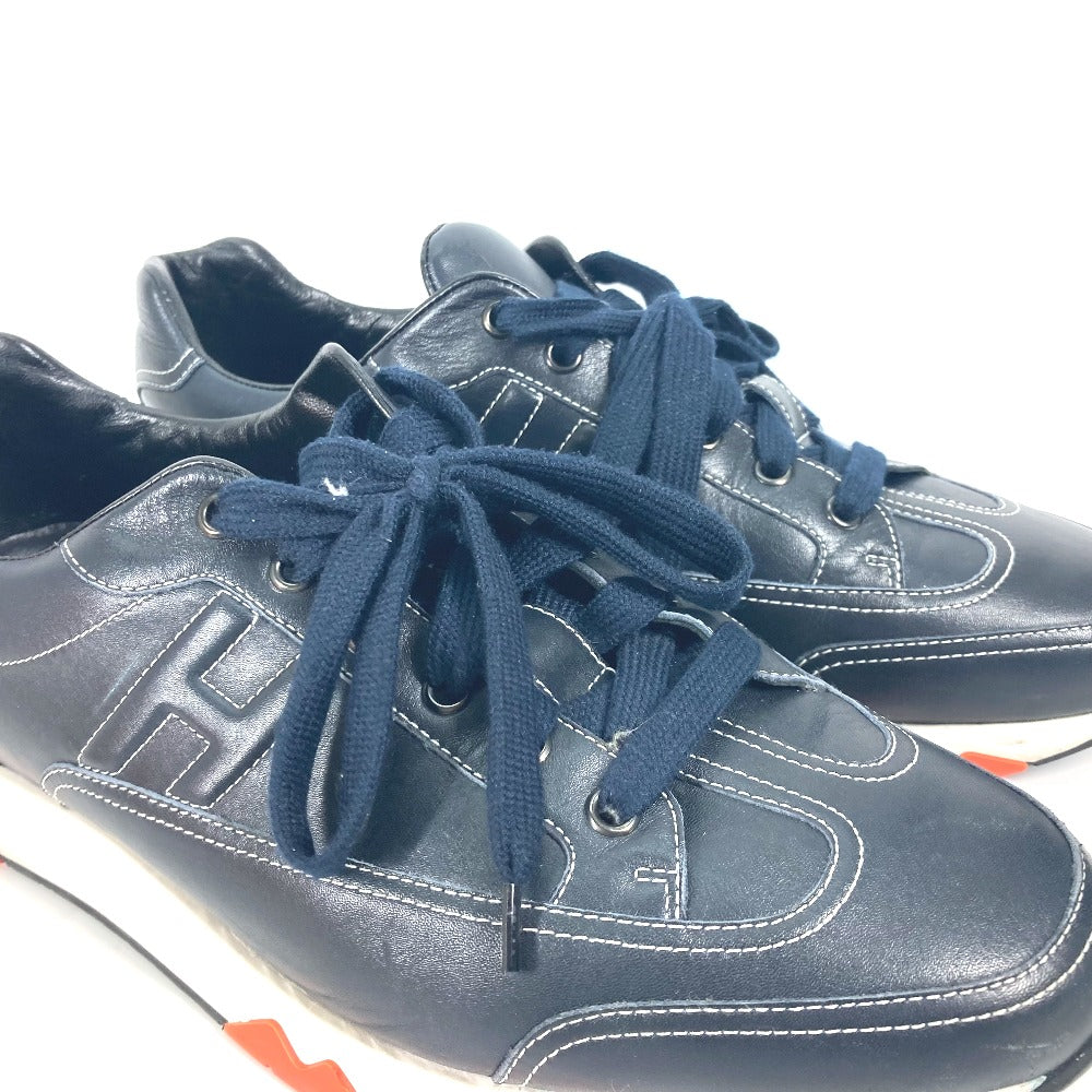 HERMES sneakers leather Navy H logo 43