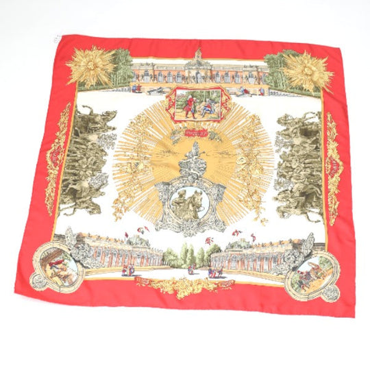 HERMES scarf ƒJƒŒ90 silk Red FREDERIC-…  Carre90 Women Used Authentic