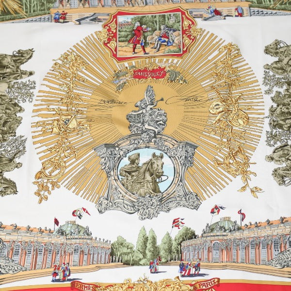 HERMES scarf ƒJƒŒ90 silk Red FREDERIC-…  Carre90 Women Used Authentic
