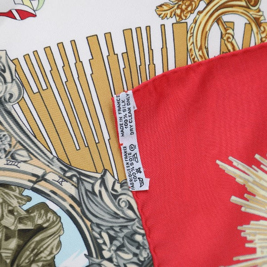 HERMES scarf ƒJƒŒ90 silk Red FREDERIC-…  Carre90 Women Used Authentic