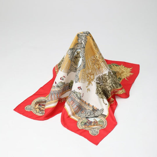 HERMES scarf ƒJƒŒ90 silk Red FREDERIC-…  Carre90 Women Used Authentic