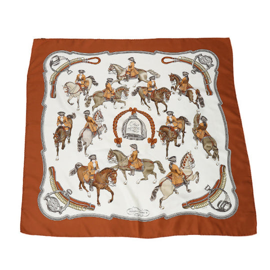 HERMES scarf silk Brown Equestrian REPRISE scarf Carre90 Women Used Authentic