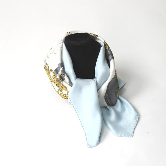 HERMES scarf silk light blue scarf Carre90 silk Women Used Authentic