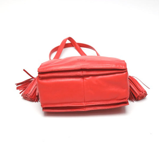 LOEWE Shoulder Bag 380 82 E17 leather Red 2WAY leather Tassel Women Used Authentic