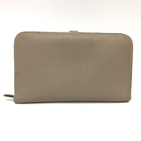 HERMES Long Wallet Purse Togo beige Dogon GM Women Used Authentic