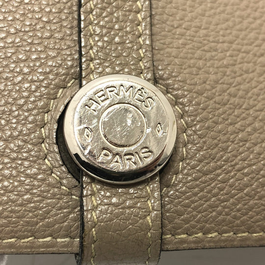 HERMES Long Wallet Purse Togo beige Dogon GM Women Used Authentic