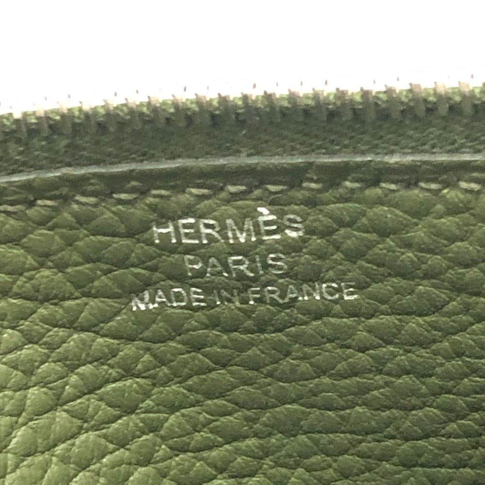 HERMES Long Wallet Purse Togo green Dogon GM Women Used Authentic