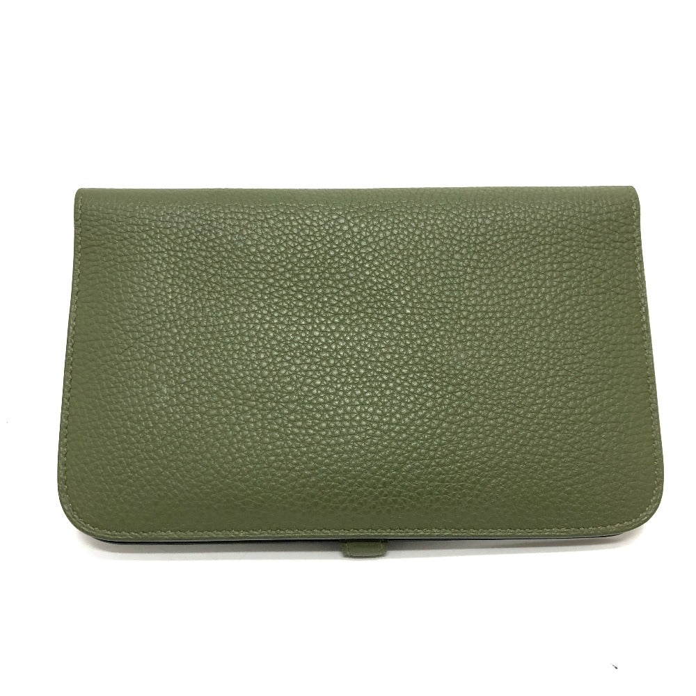 HERMES Long Wallet Purse Togo green Dogon GM Women Used Authentic