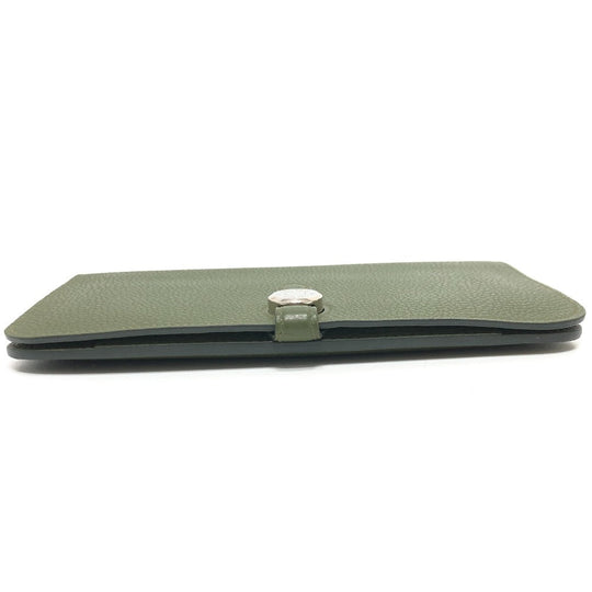 HERMES Long Wallet Purse Togo green Dogon GM Women Used Authentic