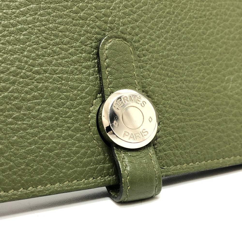 HERMES Long Wallet Purse Togo green Dogon GM Women Used Authentic