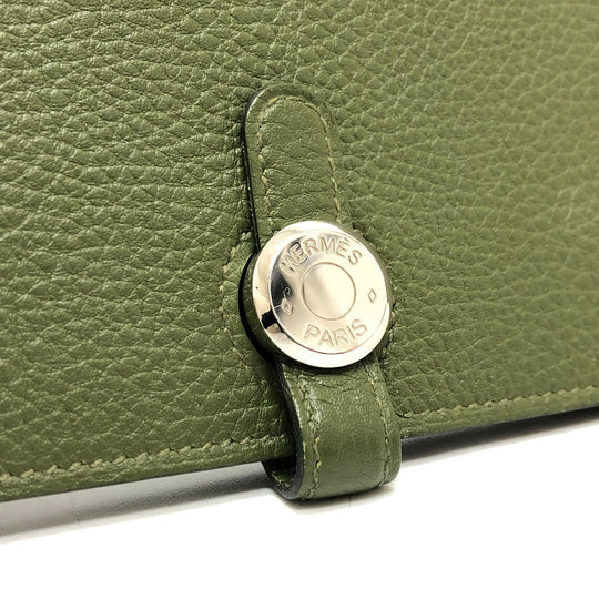 HERMES Long Wallet Purse Togo green Dogon GM Women Used Authentic