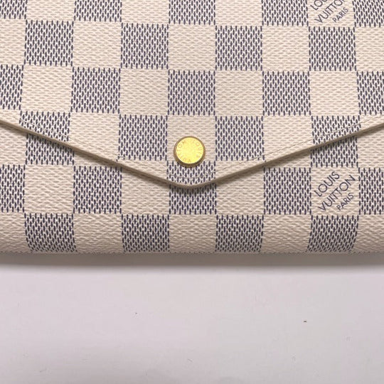 LOUIS VUITTON Long Wallet Purse N63208 Damier Azur canvas, leather White x gray Long Wallet Purse Damier Azur Portefeuille Sara Women(Unisex) Used Authentic