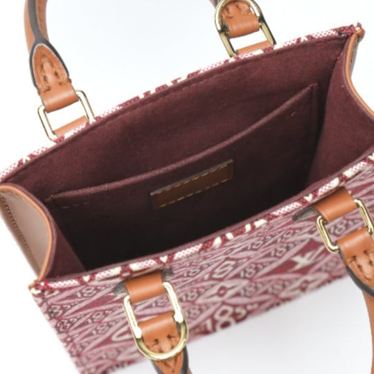 LOUIS VUITTON Shoulder Bag M69846 leather Red Petit Sac Plat Jacquard leather Monogram Women Used Authentic