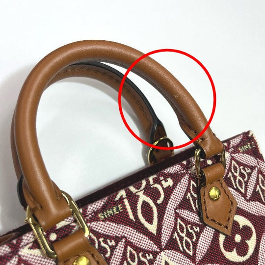 LOUIS VUITTON Shoulder Bag M69846 leather Red Petit Sac Plat Jacquard leather Monogram Women Used Authentic