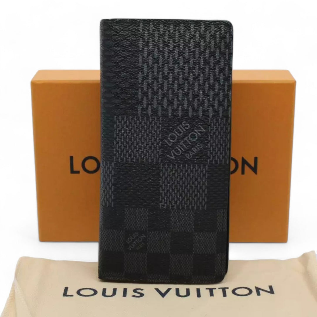 Louis Vuitton Damier Brazza Wallet Long Wallet Graphite Black Men's