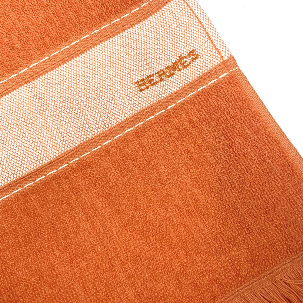 HERMES towel cotton Orange Bath towel Interior Throw Blanket Yachting logo Women Used Authentic