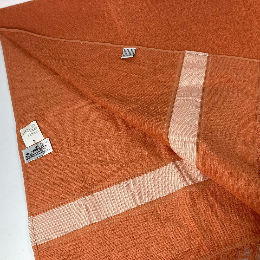 HERMES towel cotton Orange Bath towel Interior Throw Blanket Yachting logo Women Used Authentic