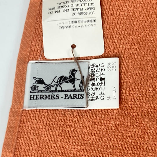 HERMES towel cotton Orange Bath towel Interior Throw Blanket Yachting logo Women Used Authentic