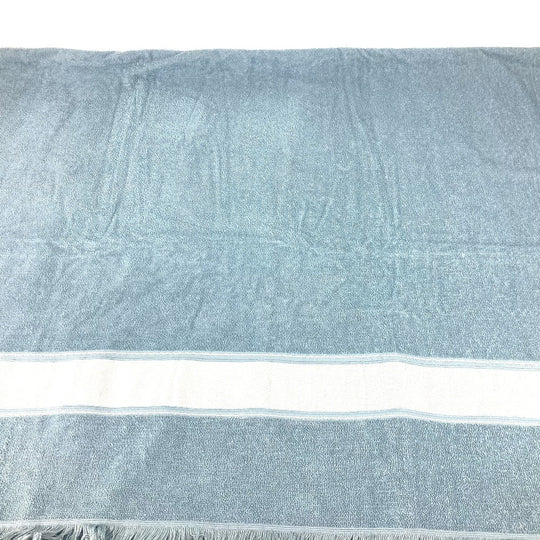 HERMES towel cotton blue Bath towel Interior Throw Blanket Yachting beach towel logo Women Used Authentic