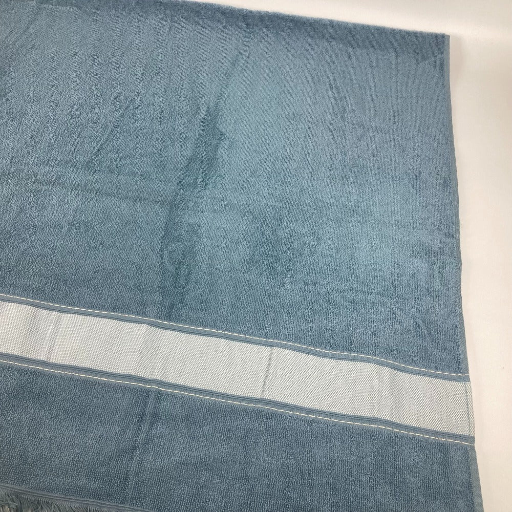 HERMES towel cotton blue Bath towel Interior Throw Blanket Yachting beach towel logo Women Used Authentic