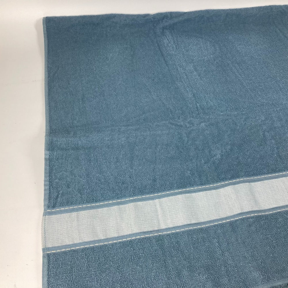 HERMES towel cotton blue Bath towel Interior Throw Blanket Yachting beach towel logo Women Used Authentic