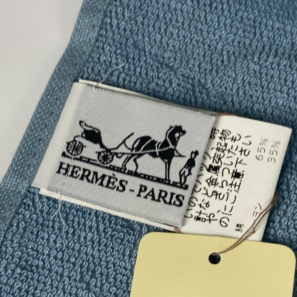 HERMES towel cotton blue Bath towel Interior Throw Blanket Yachting beach towel logo Women Used Authentic