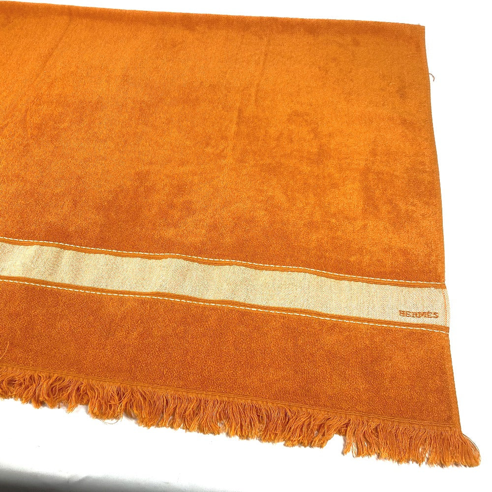 HERMES towel cotton Orange Bath towel Interior Throw Blanket Yachting beach towel logo Women Used Authentic