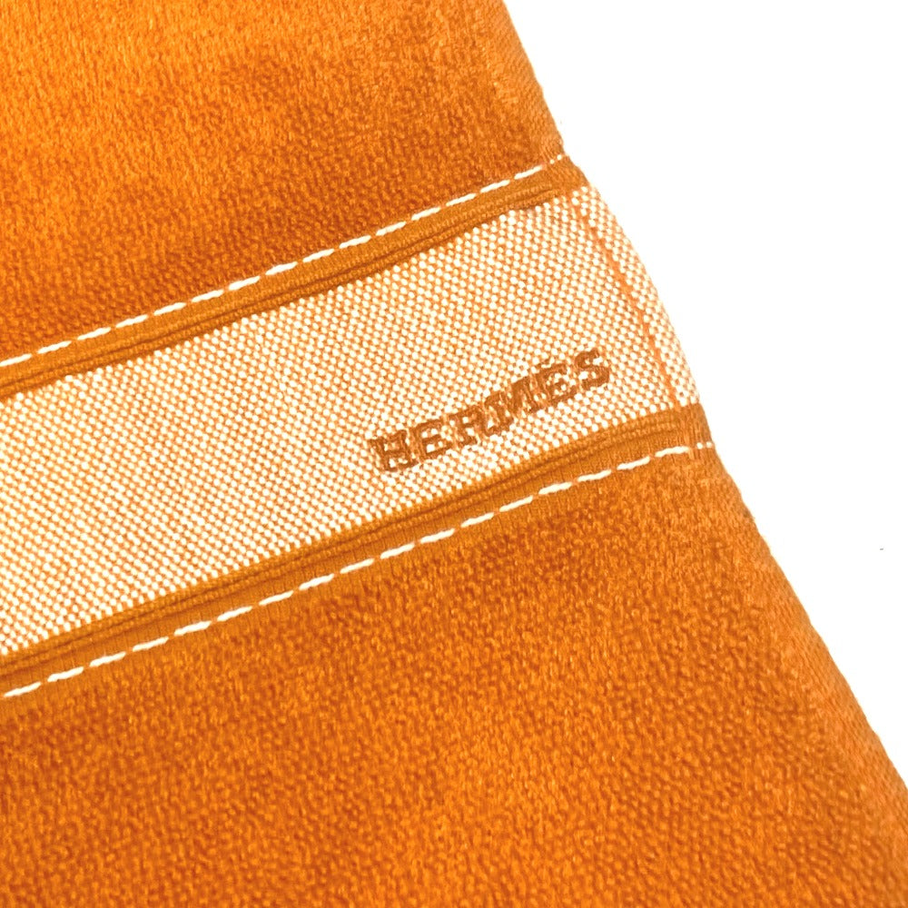 HERMES towel cotton Orange Bath towel Interior Throw Blanket Yachting beach towel logo Women Used Authentic