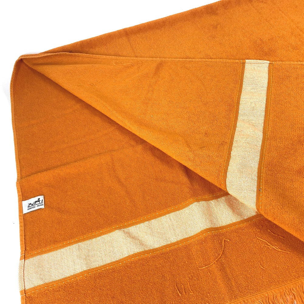 HERMES towel cotton Orange Bath towel Interior Throw Blanket Yachting beach towel logo Women Used Authentic
