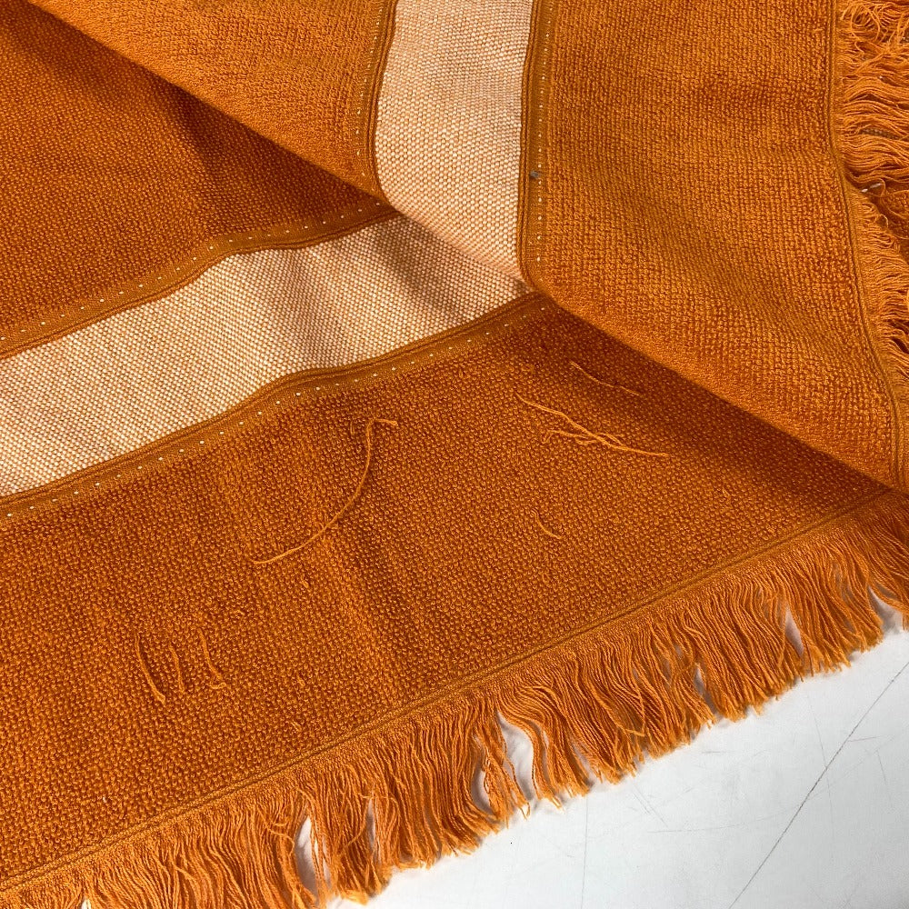 HERMES towel cotton Orange Bath towel Interior Throw Blanket Yachting beach towel logo Women Used Authentic