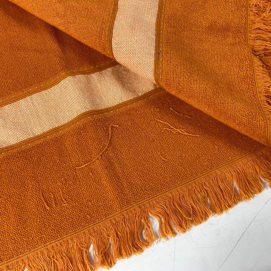 HERMES towel cotton Orange Bath towel Interior Throw Blanket Yachting beach towel logo Women Used Authentic