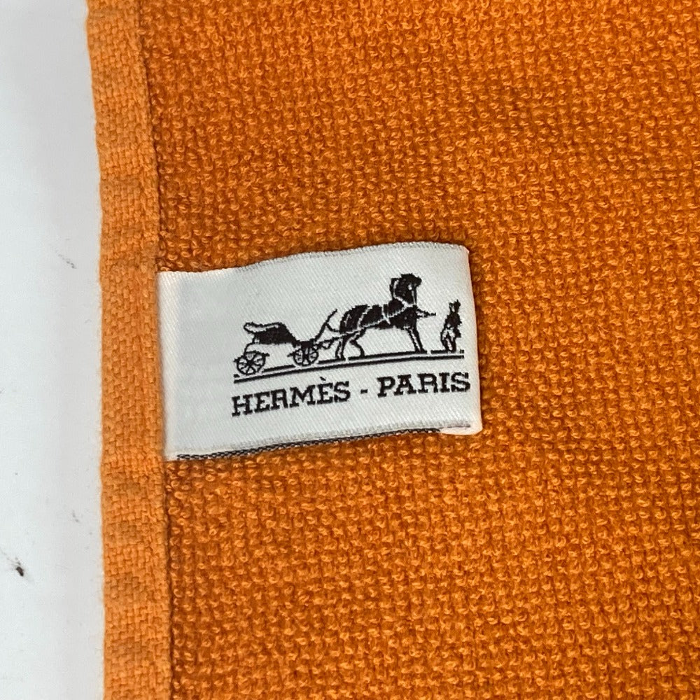 HERMES towel cotton Orange Bath towel Interior Throw Blanket Yachting beach towel logo Women Used Authentic