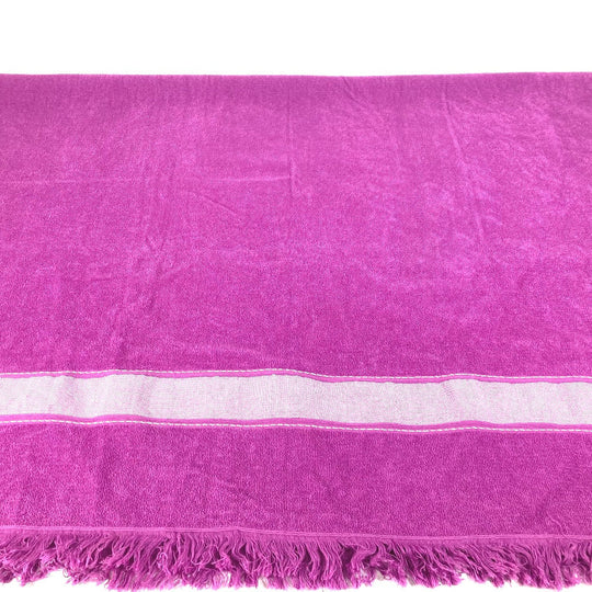 HERMES towel cotton purple Bath towel Interior Throw Blanket Yachting beach towel logo Women Used Authentic