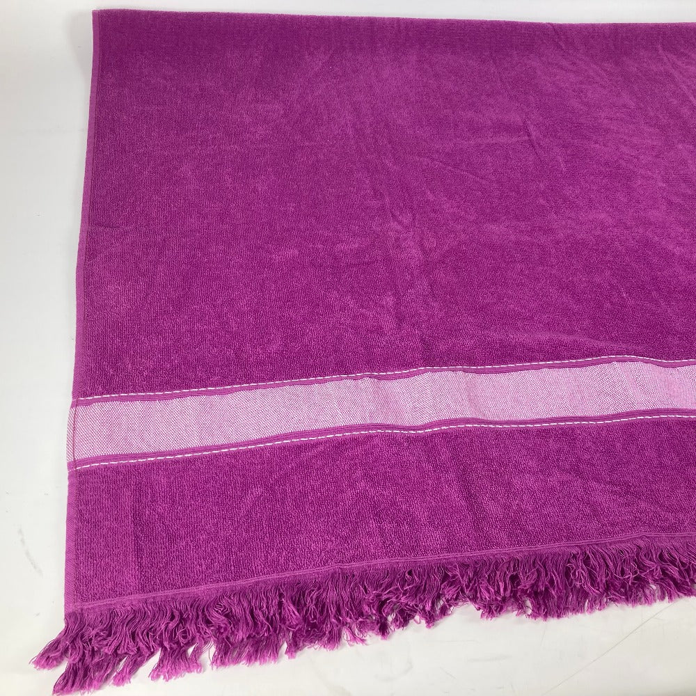 HERMES towel cotton purple Bath towel Interior Throw Blanket Yachting beach towel logo Women Used Authentic