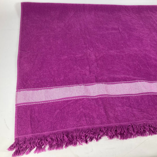 HERMES towel cotton purple Bath towel Interior Throw Blanket Yachting beach towel logo Women Used Authentic