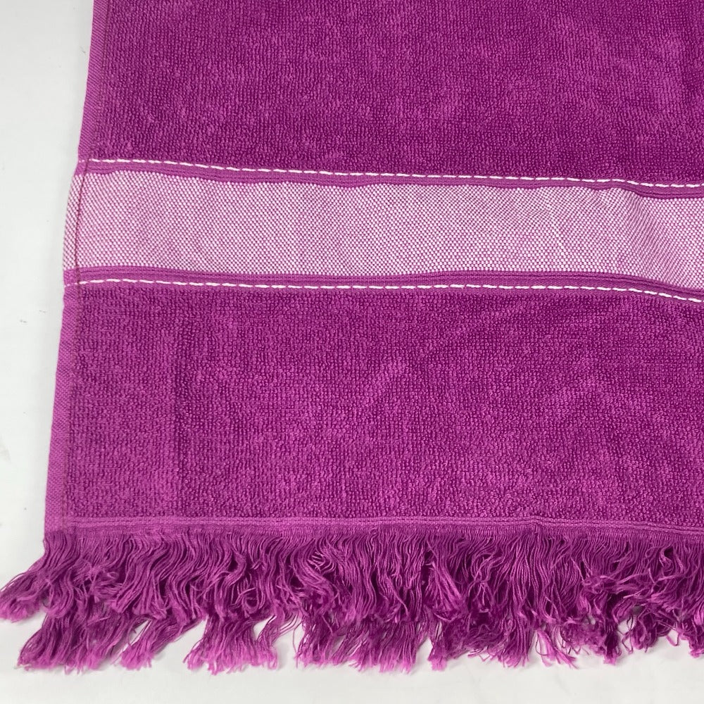 HERMES towel cotton purple Bath towel Interior Throw Blanket Yachting beach towel logo Women Used Authentic