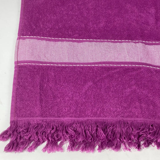 HERMES towel cotton purple Bath towel Interior Throw Blanket Yachting beach towel logo Women Used Authentic