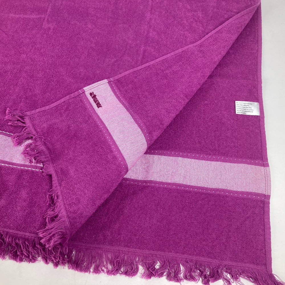 HERMES towel cotton purple Bath towel Interior Throw Blanket Yachting beach towel logo Women Used Authentic