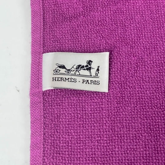 HERMES towel cotton purple Bath towel Interior Throw Blanket Yachting beach towel logo Women Used Authentic