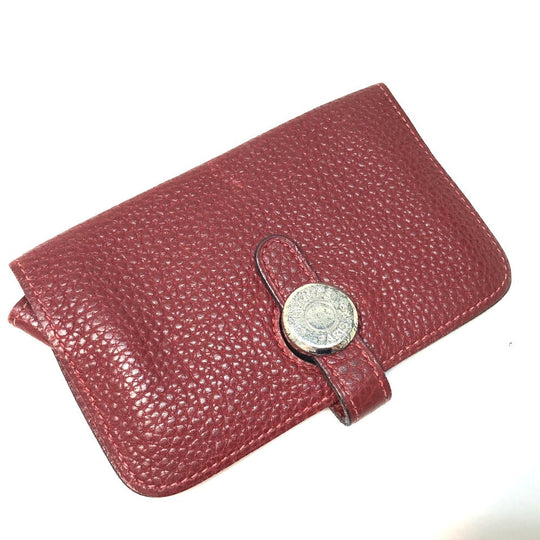 HERMES Coin case Togo Rouge ash Dogon Women Used Authentic