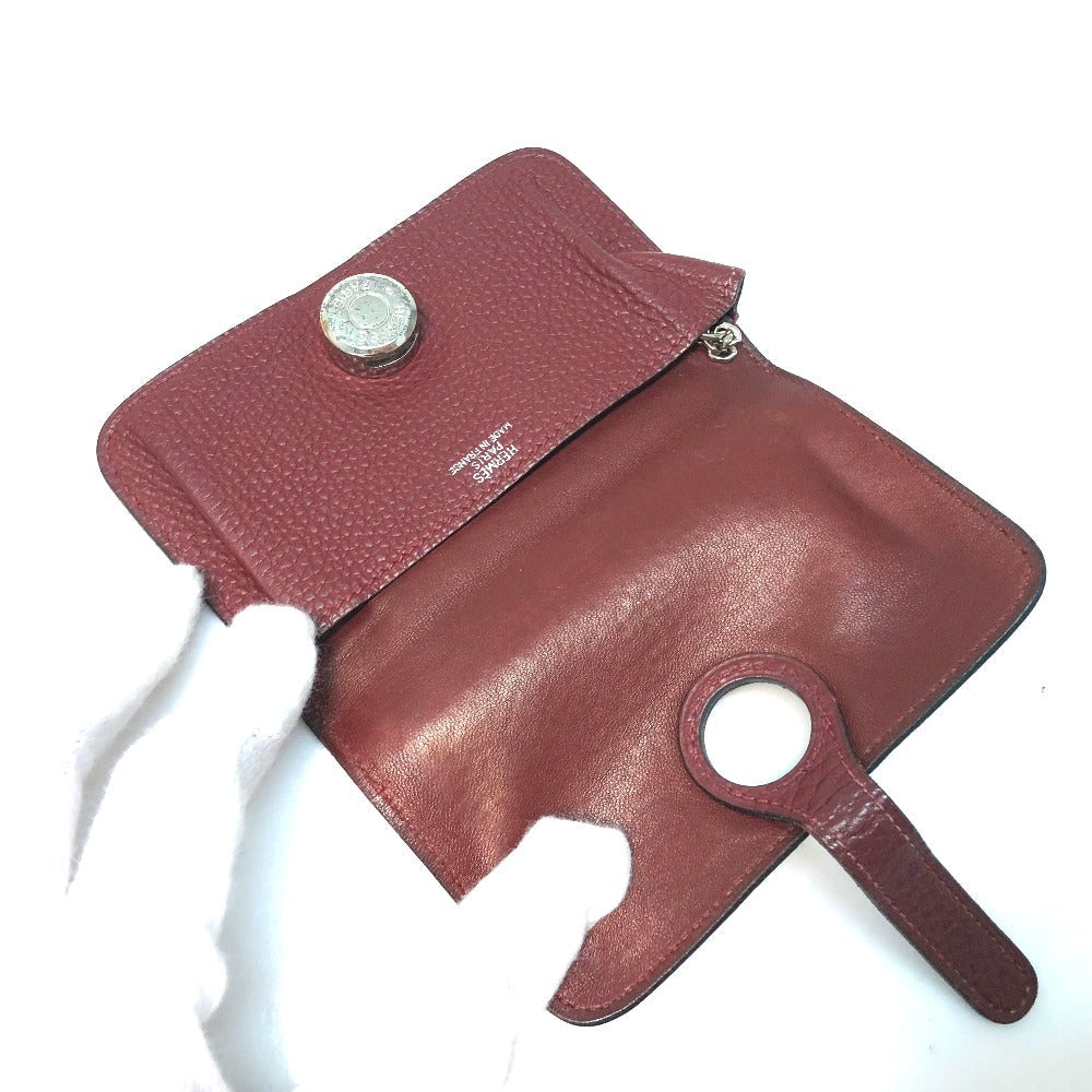 HERMES Coin case Togo Rouge ash Dogon Women Used Authentic