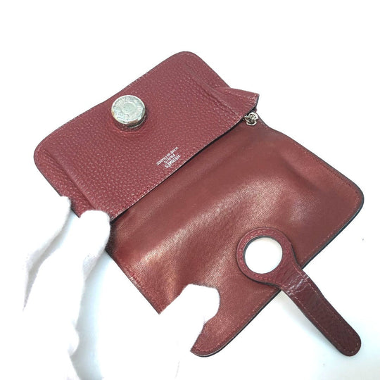 HERMES Coin case Togo Rouge ash Dogon Women Used Authentic