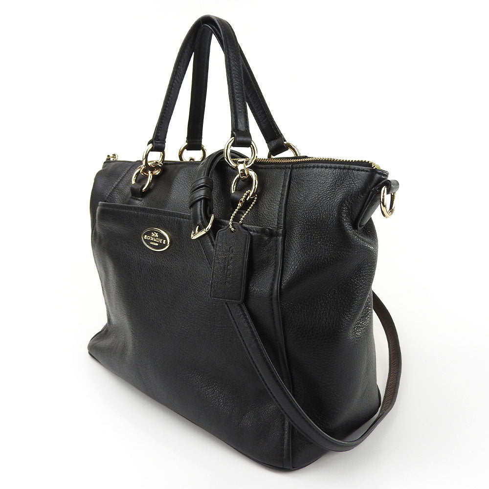 COACH Handbag F34508 leather black Women Used Authentic