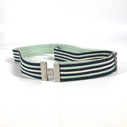 HERMES belt Cotton, Polyester, Rubber Multi striped belt H logo Women(Unisex) Used Authentic