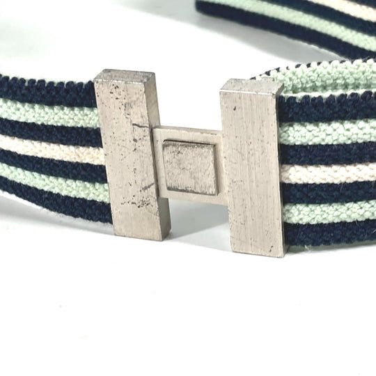 HERMES belt Cotton, Polyester, Rubber Multi striped belt H logo Women(Unisex) Used Authentic