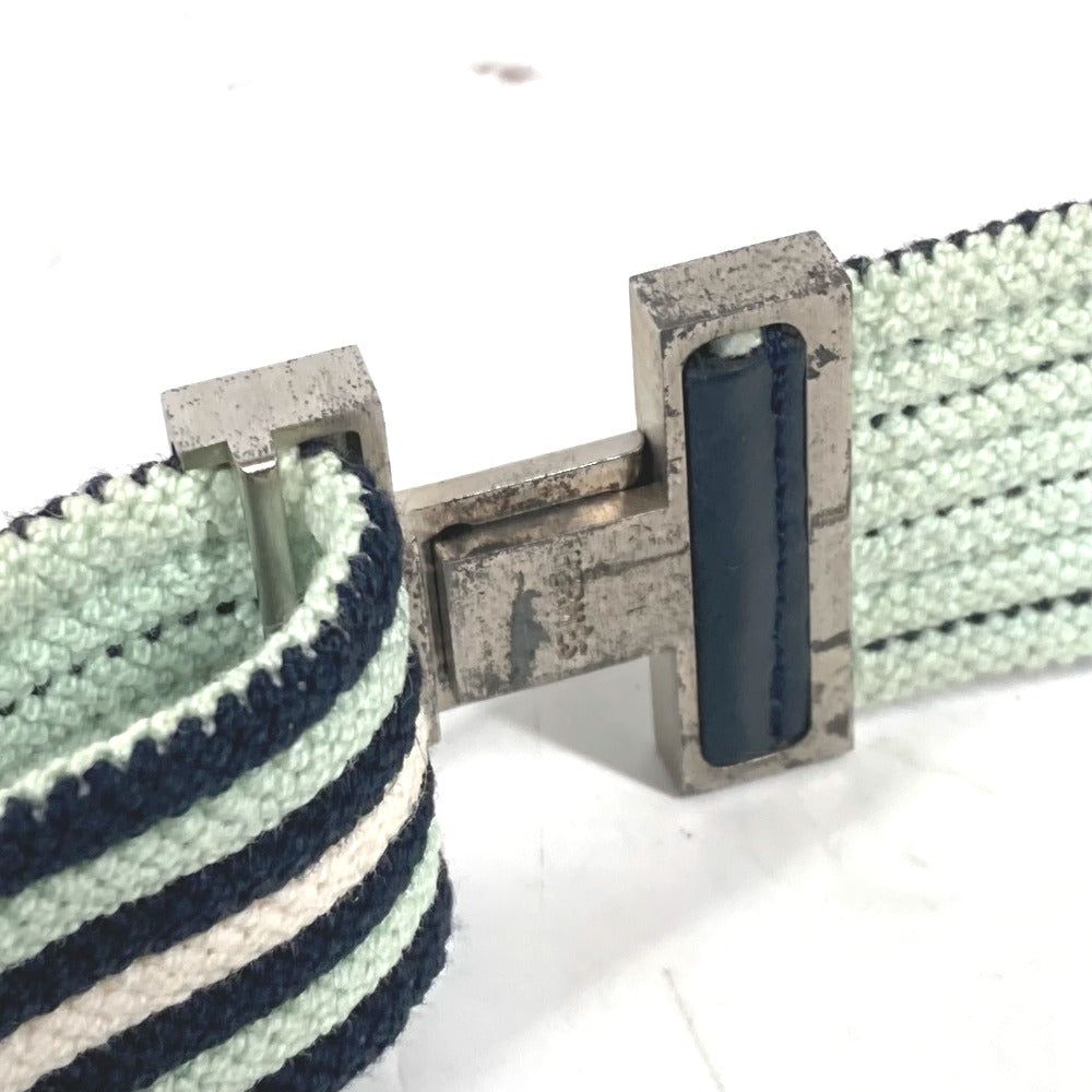 HERMES belt Cotton, Polyester, Rubber Multi striped belt H logo Women(Unisex) Used Authentic