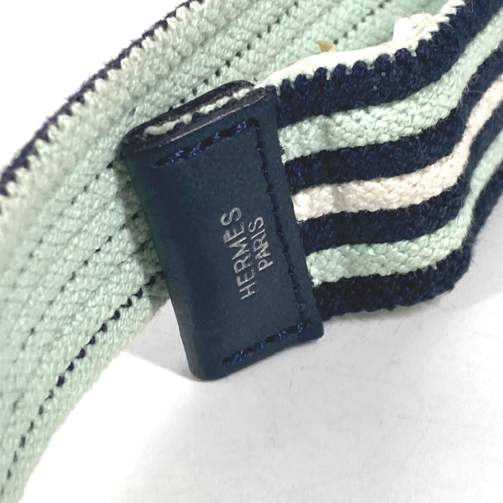 HERMES belt Cotton, Polyester, Rubber Multi striped belt H logo Women(Unisex) Used Authentic